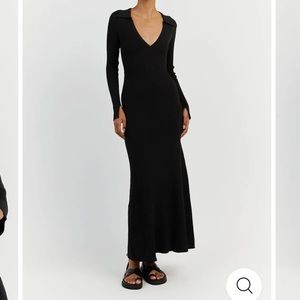 DISSH FENTON BLACK SLEEVED MIDI DRESS Sz S NWT